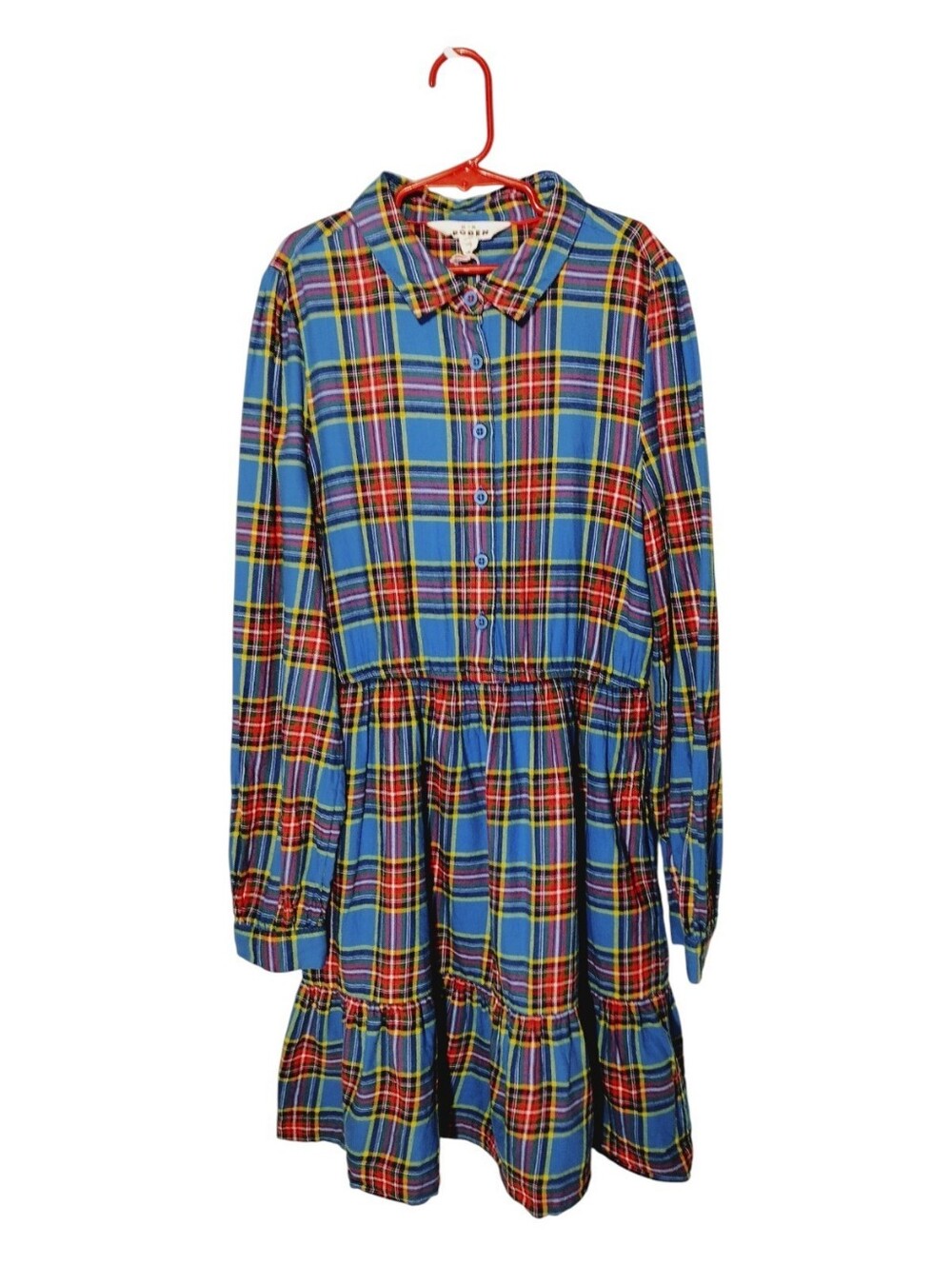 Mini Boden Dress Girls Tarten Plaid Tired Size L 13-14Y